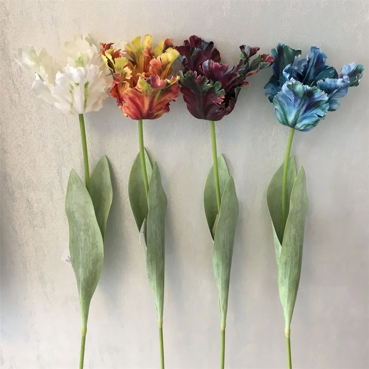 Moisturizing Tulip Fake Parrot Tulips Flowers Vase Filler Real Touch Artificial Tulips Flowers for Home Office Decor