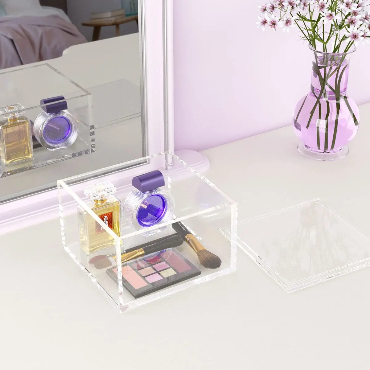 Thick clear acrylic box with magnet lid, acrylic square box for candy