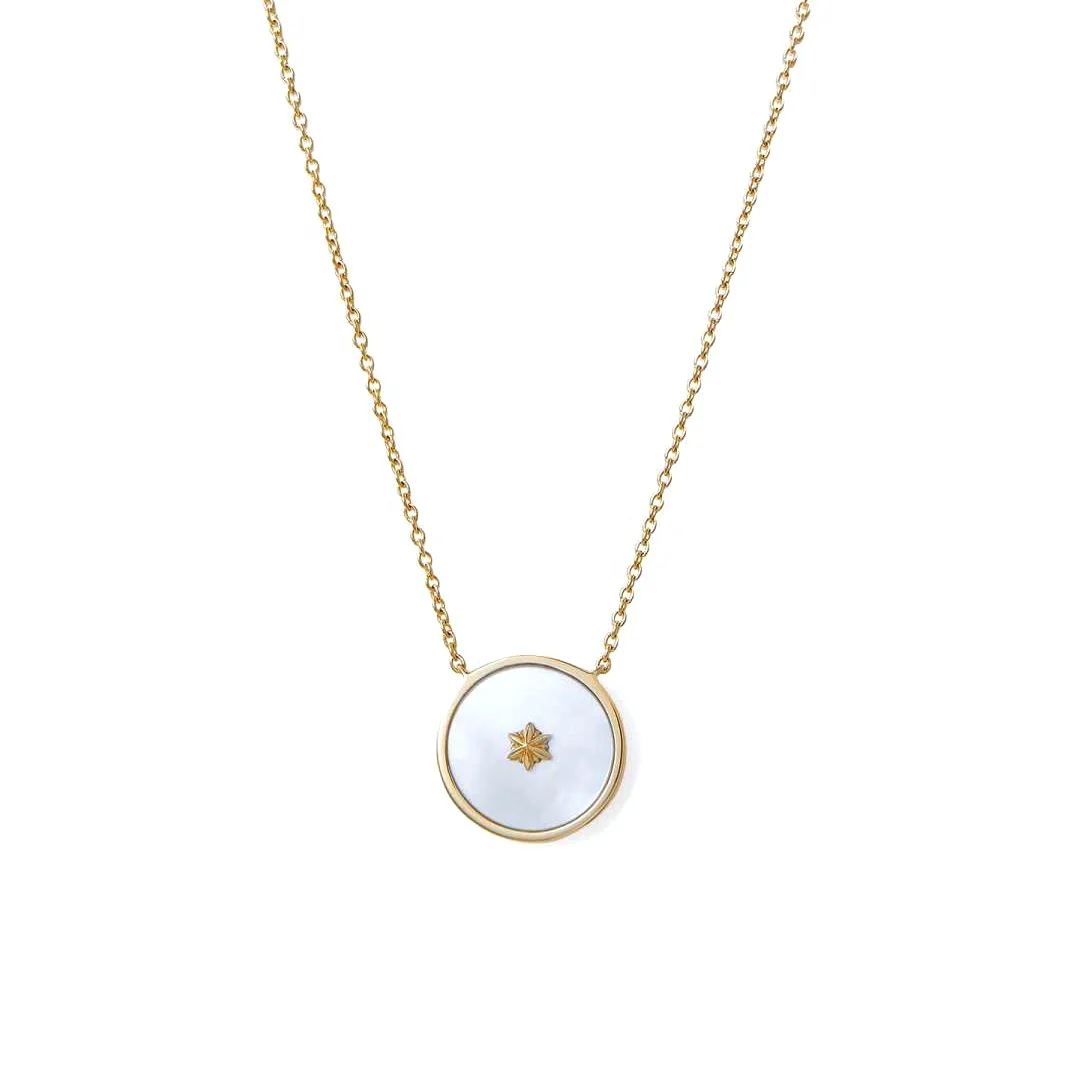 Milskye women jewelry 925 sterling silver 18K gold mother pearl starburst necklace