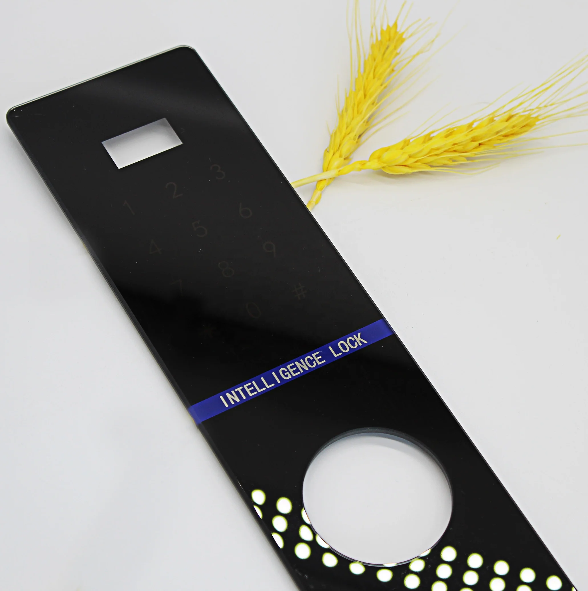 
Dongguan factory smart greenhouse printing password fingerprint acrylic panel PMMA tempered glass door lock panel 