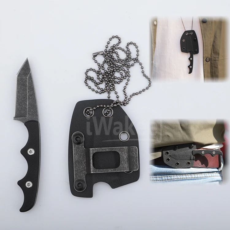 Yangjiang Knife Manufacturer G10 Survival Mini Knife Camping Necklace Portable Pocket Ball Chain Neck Knife with kydex sheath