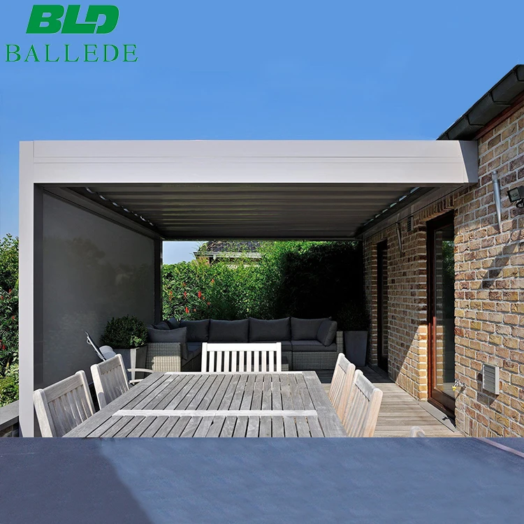 All Weather Gazebo Motorized Aluminum Pergola With Remote Control Patio Cover Louvered Pergola