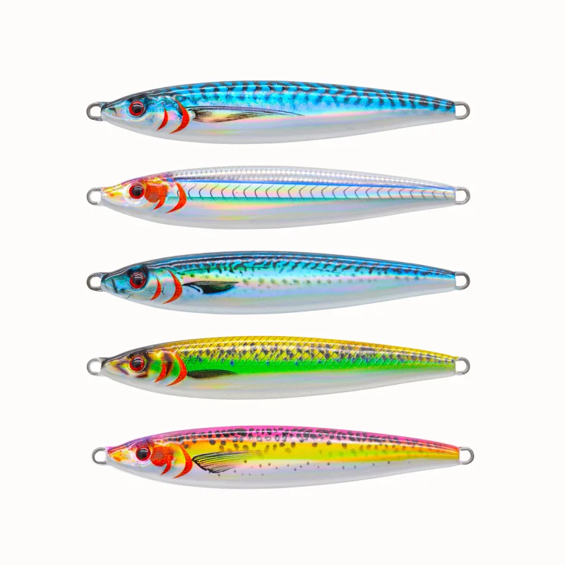 3D UV printed 30g/40g/60g spanish Mackerel fishing metal jig lure vertical slow fall pitch jigging jigbait