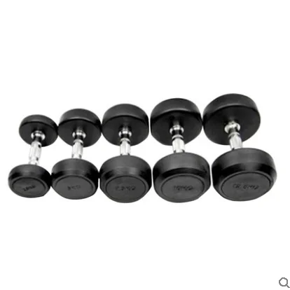 Rubber Coated Dumbbell/Wholesale high quality Fixed Round Head Rubber Coated Dumbbell