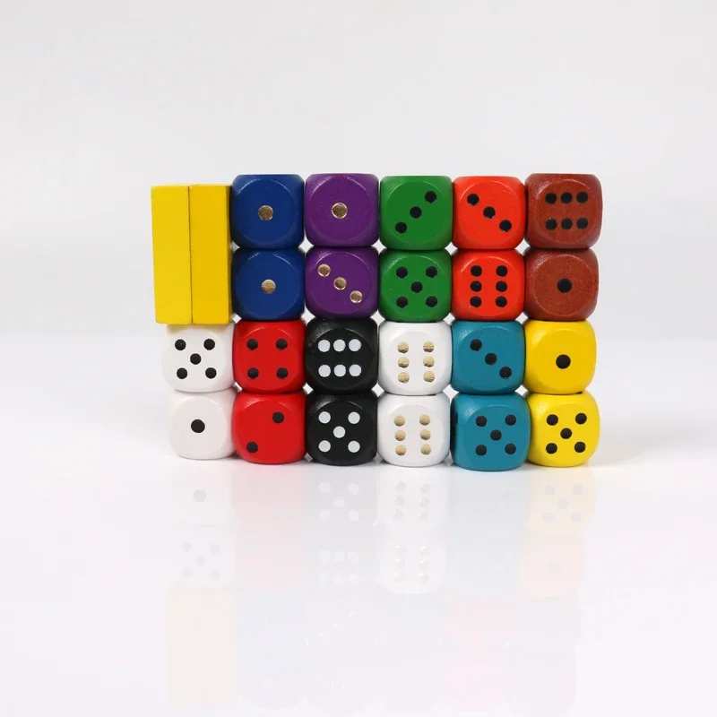 Manufacturers Wholesale High Quality Wooden Round dice customized 50mm solid color point wooden dice round corner sieve game CE