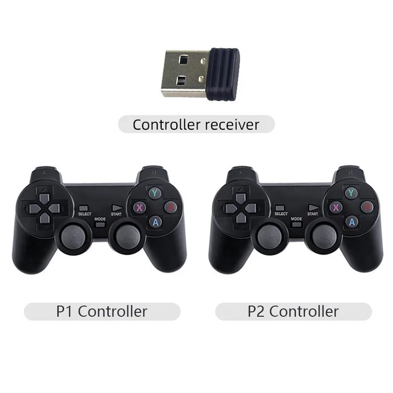 2 Players Mini Arcade Classic Game Console 4K Video Game Stick With 2.4G Wireless Controller Retro Games for PS1/SEGA/SNES/MAME