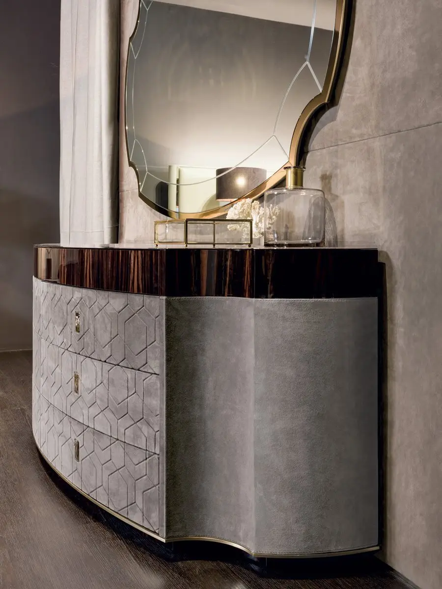 High-end Luxury Design Italian Leather Art Console Table Chest Of Drawers Bedroom Storage Drawers