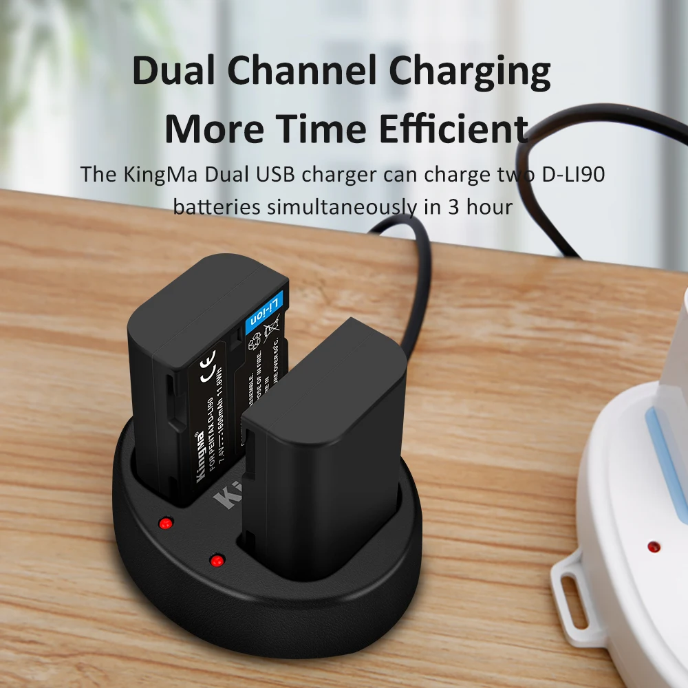 Аксессуары от KingMa: литий-ионный аккумулятор D-LI90 аккумулятор и зарядное устройство с двумя usb-портами для Pentax K5II K-7D K01 K3 K-3II K5 K7 645D 645Z цифровой камеры