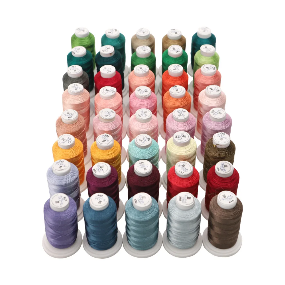 Custom 40 color 120D/2 polyester embroidery thread 500m set 40WT home computer embroidery machine special embroidery thread