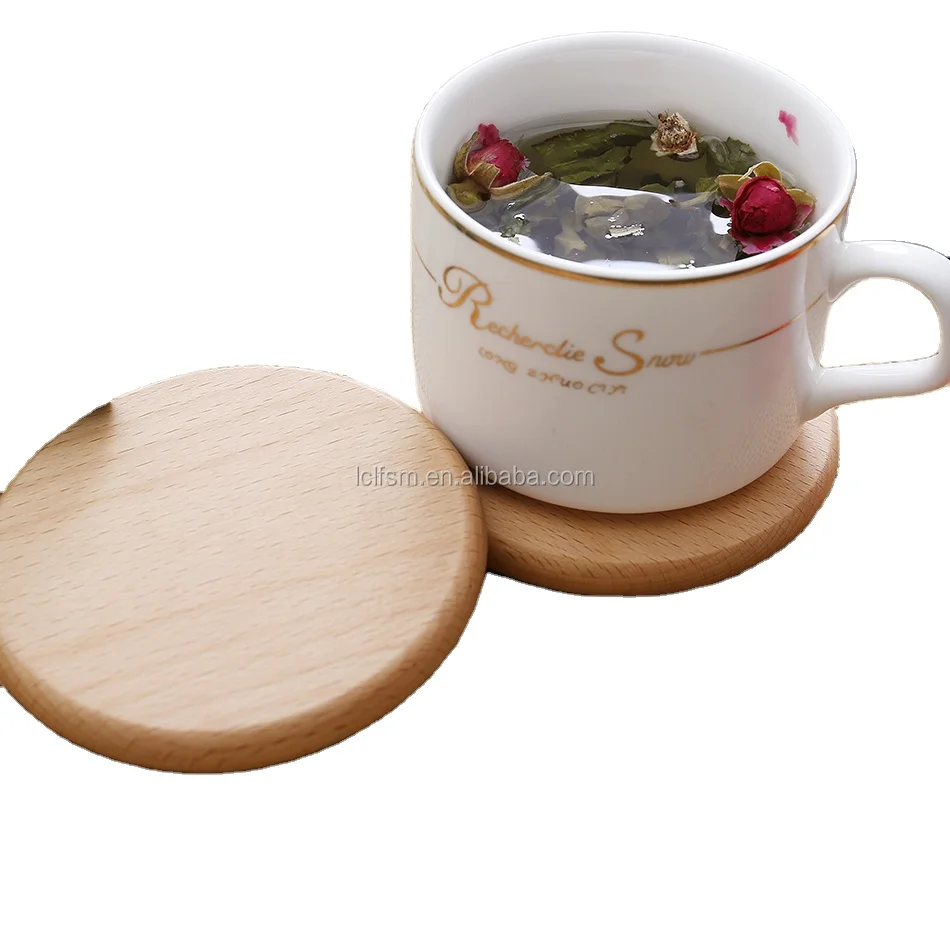 2023 Beech Round Flat Heat resistant Wood Coaster/Custom sized shape and logo practical decoration Solid Wood coaster