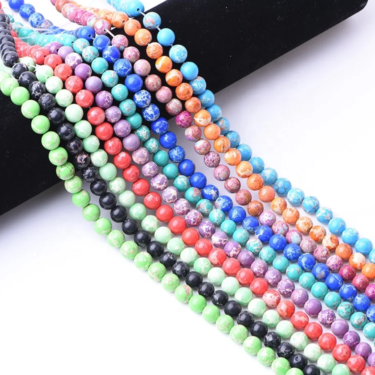 Wholesale Natural Sea sediment imperial jasper Round Beads Gemstone Loose Beads for Jewelry Making Necklace Bracelet 8mm