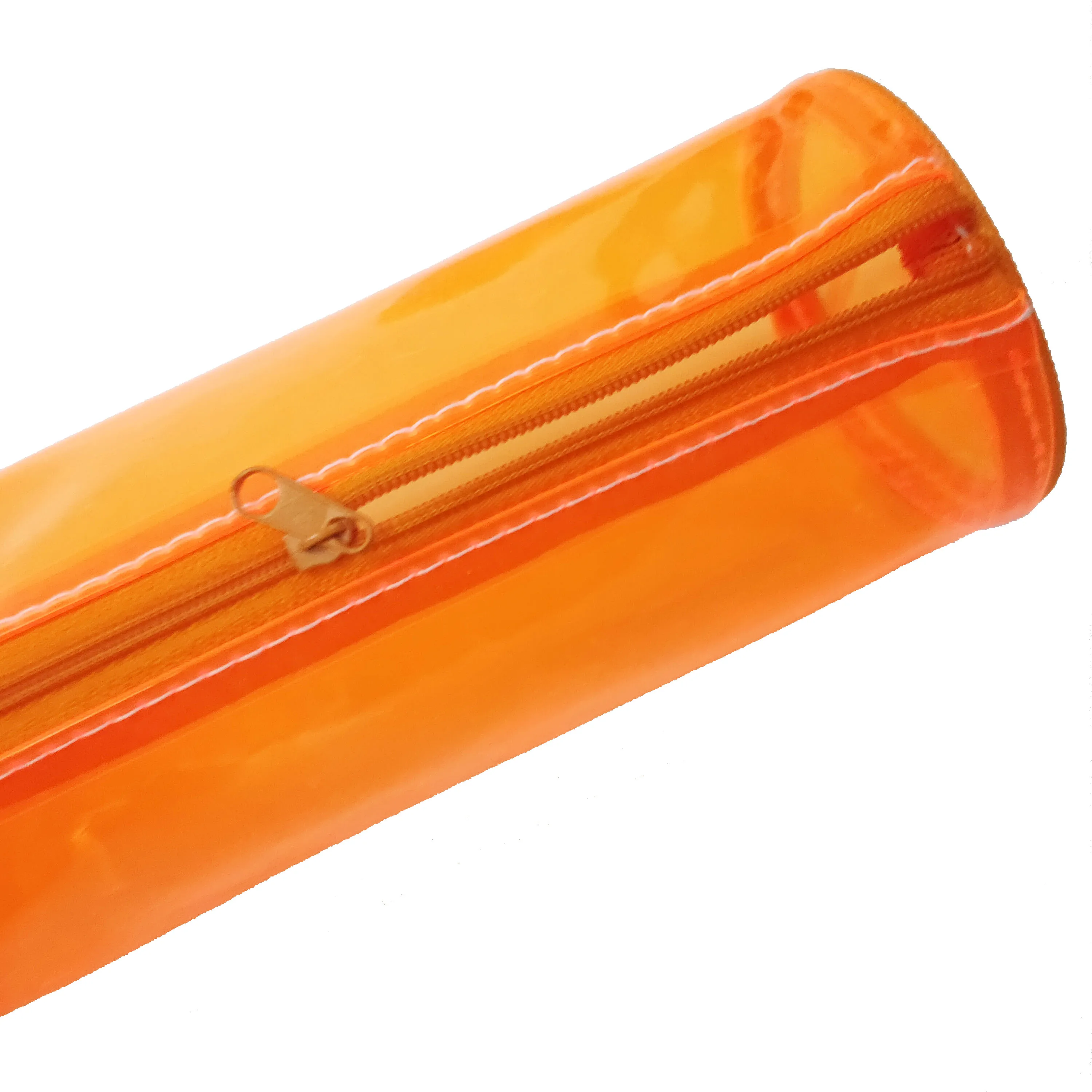 Cylinder Shape Waterproof Clear Candy Color Stationery Pencil PVC Pen Pouch Box Zipper Pencil PVC case