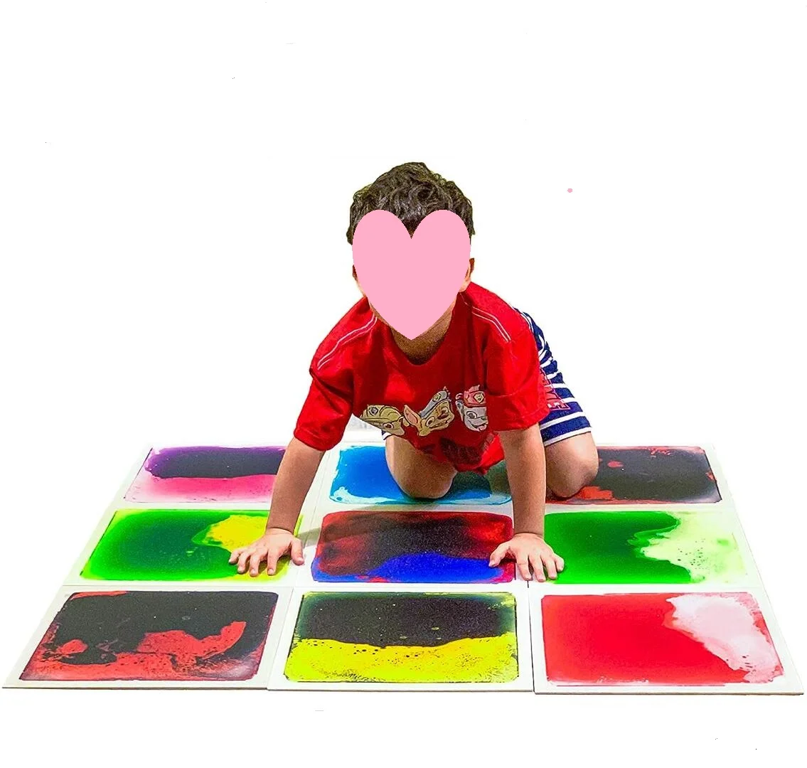 New Arrival Colorful Sensory Liquid Tiles Numbers Equipment for Children Room