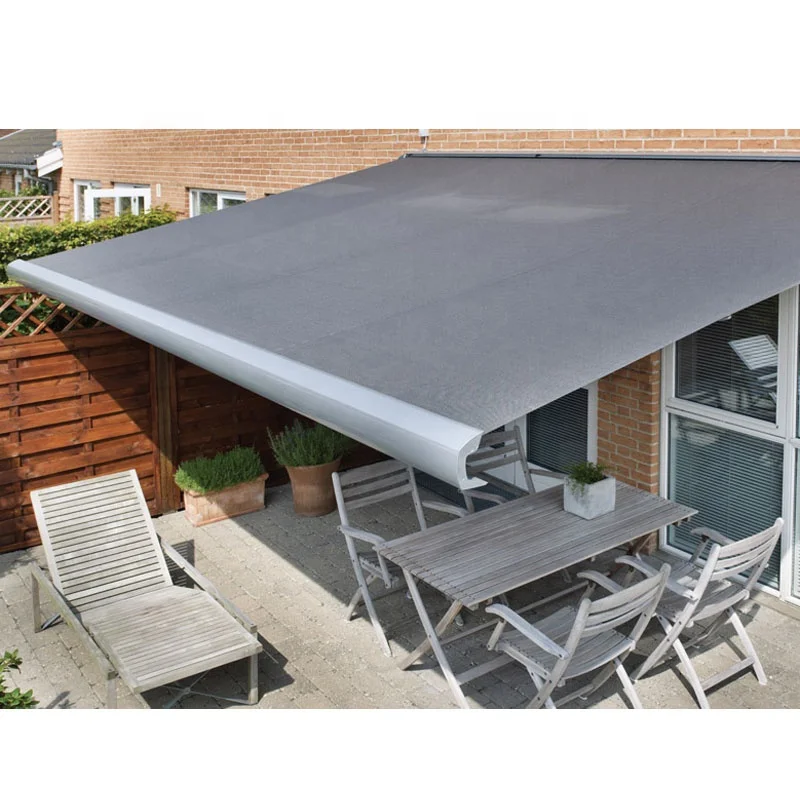 Custom size outdoor retractable polyester awning with aluminum frame
