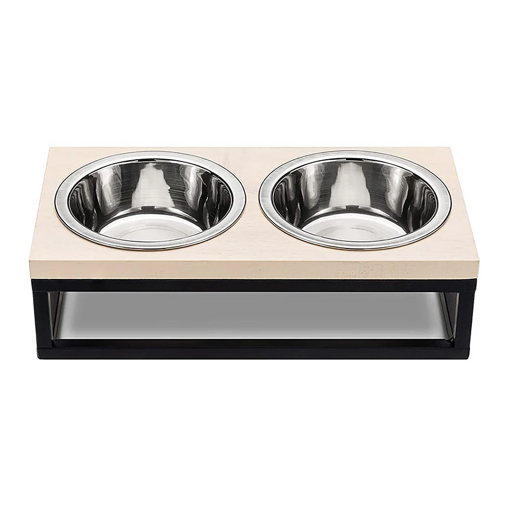 Luxury Stainless Steel Pet Bowl Anti-tip Fixed Height Elevated Pet Bowl Feeder with Stand For Dogs