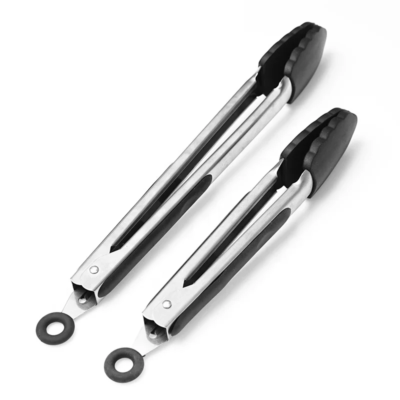 Набор кухонных щипцов из нержавеющей стали с силиконовой головкой, 12 и 9 дюймов