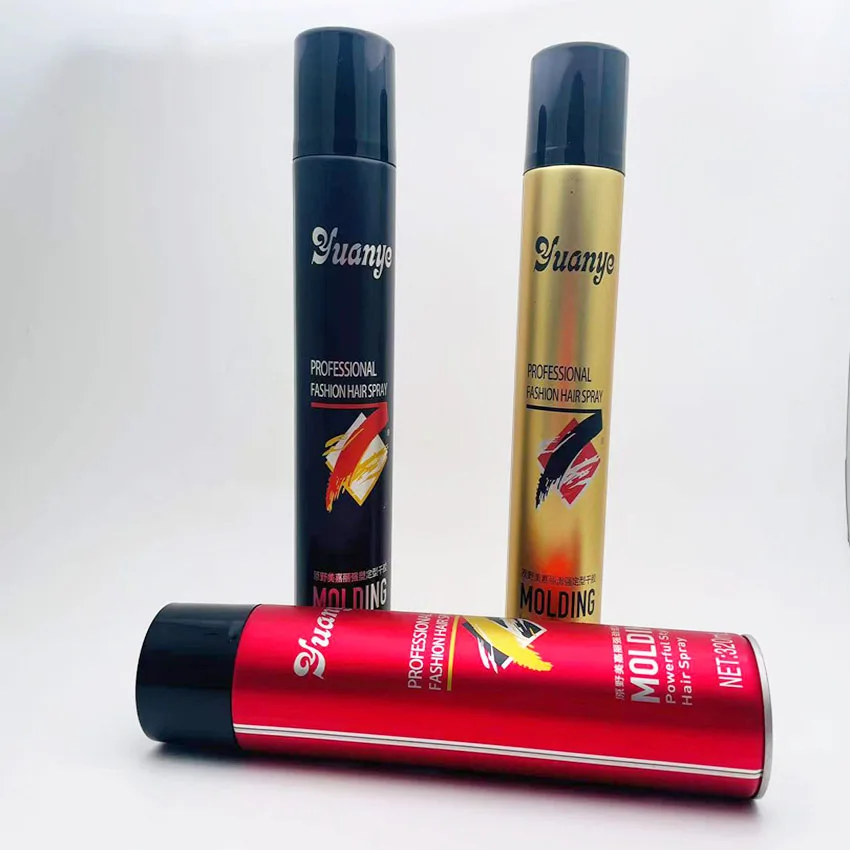 Manufacturer 320mlyuanye lightweight non-stick hair strong hold styling hair spray dry glue custom wholesale