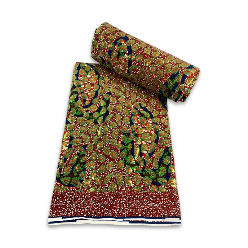African customer Sequins Embroidery Shine Style Wax Printed Design Fabric