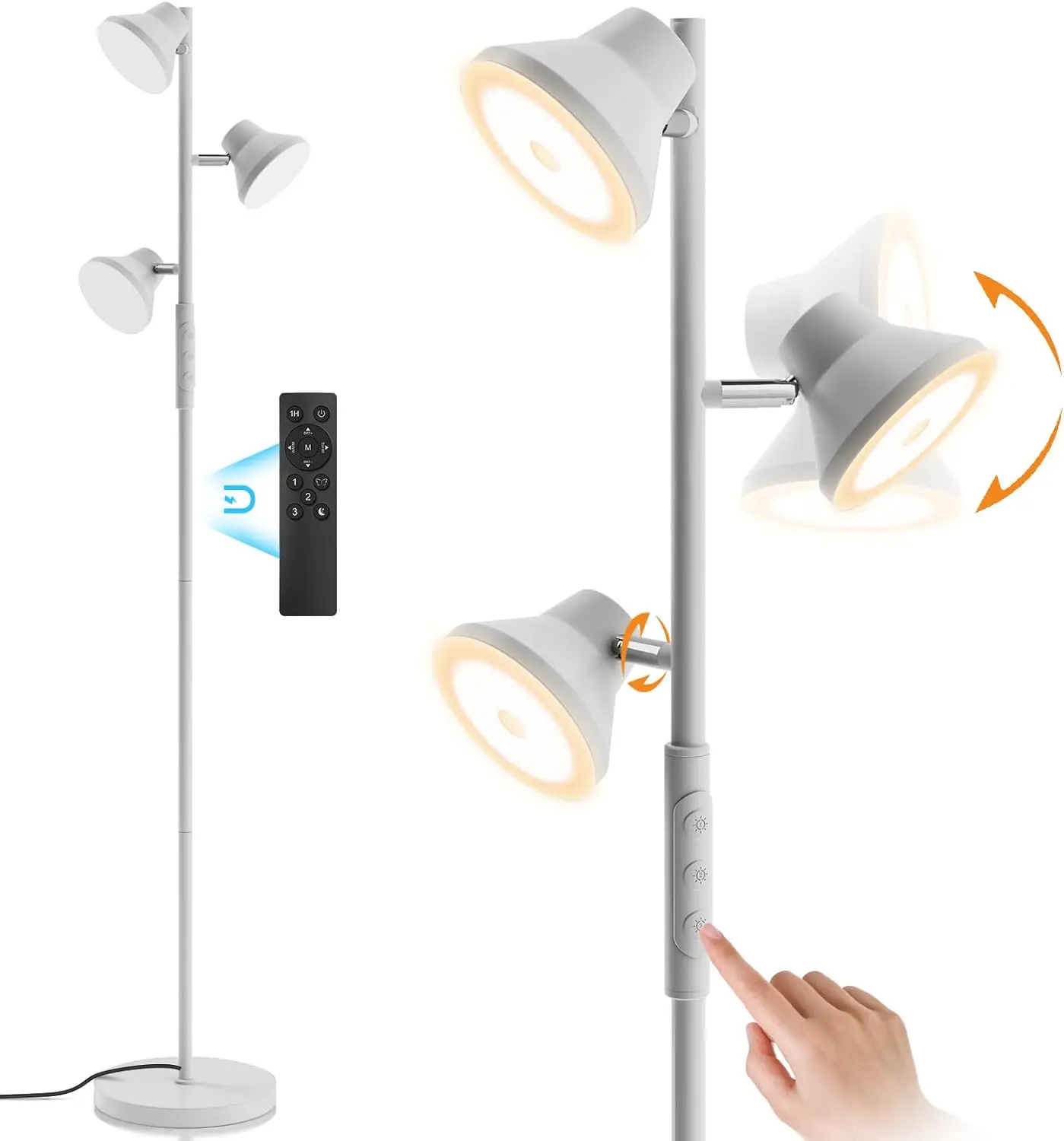 Modern Floor Lamp With Led Bulb, Metal Standing Lamps With Hanging Lampshade For Living Room Floor Lamp