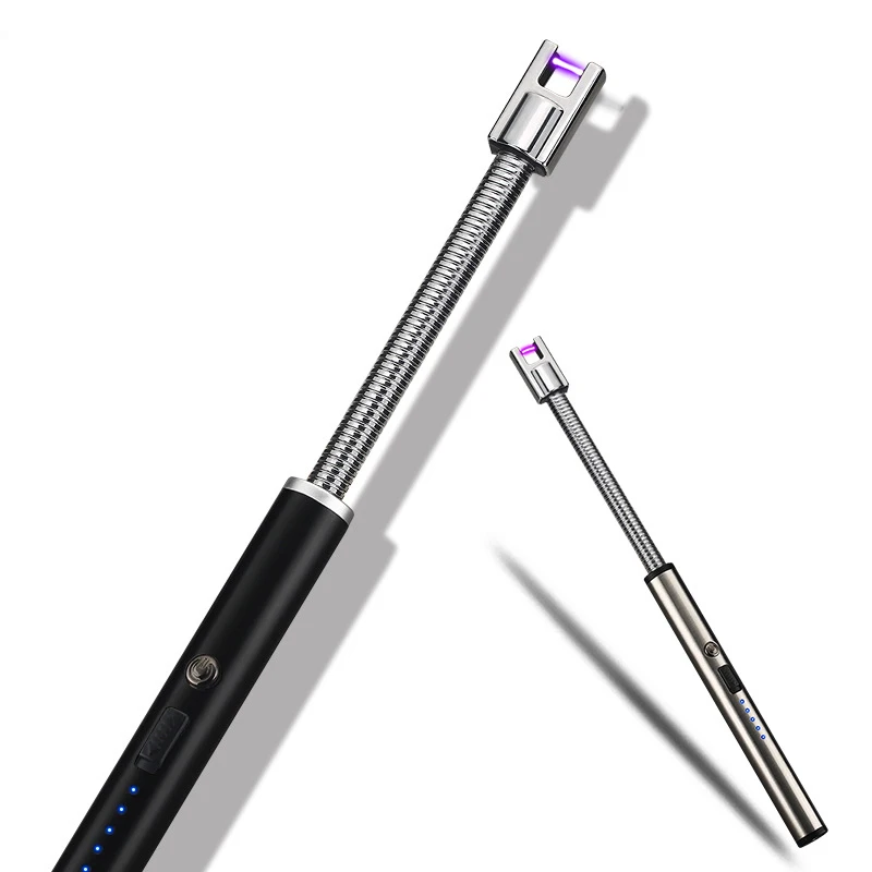 Kitchen Accessories Rechargeable USB Lighters Plasma Arc Lighter with LED Battery Display for Home Use