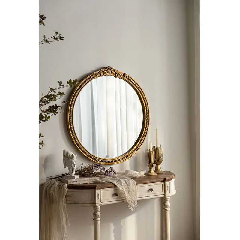 Wholesale Miroire Bathroom Large Metal Mirror Wall Decor  Home Decoration Circle Framed Wall Mirror Decorative Luxurious