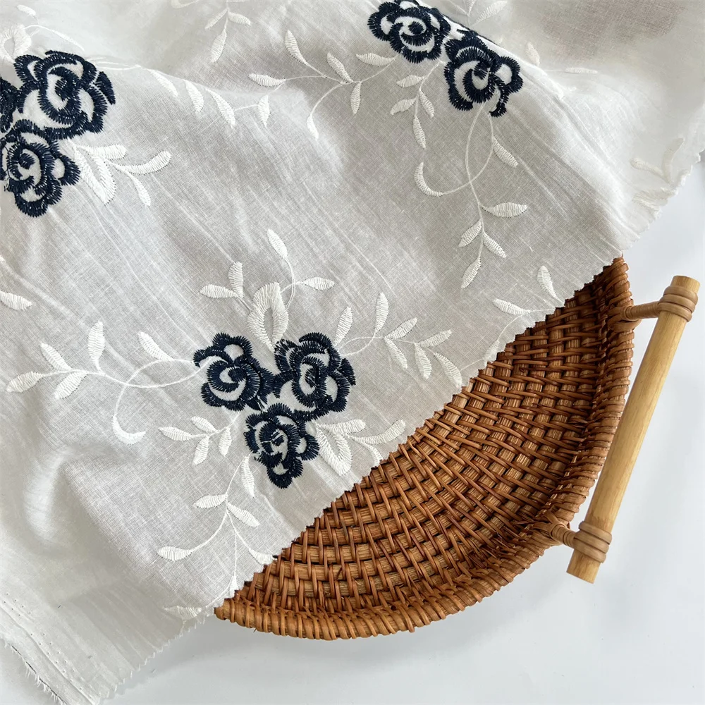 HAHOO pure white organic cotton embroidery fabric for clothes professional cotton fabric suppliers