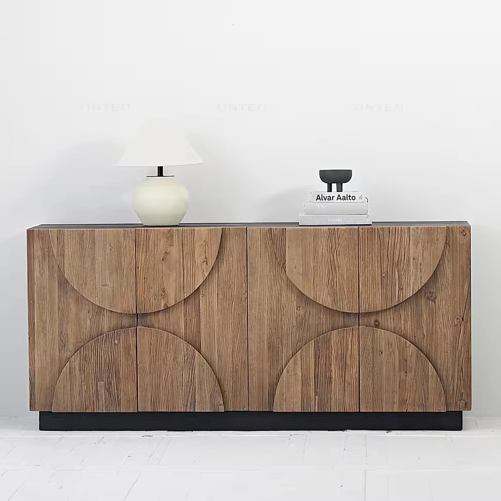 Classic Vintage Antique Elm Wood Sideboard Cabinet Recycled Solid Dining Room Furniture for Hotel Living Room