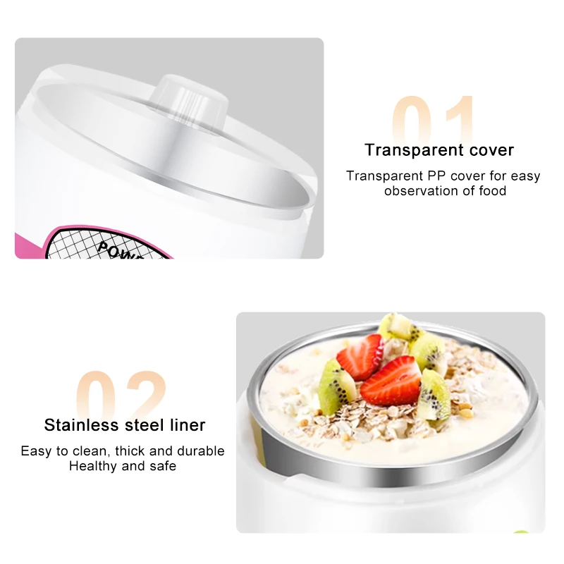 Good Seller Product Stainless Steel PP 1L 15W Touch Control Frozen Homemade Customize Brand Yogurt Maker