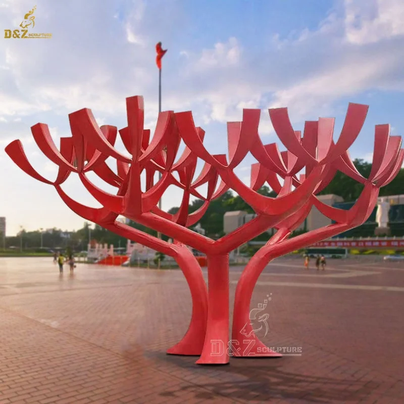 Urban large decoration Chinese manufacturer export stainless steel gold tree sculpture