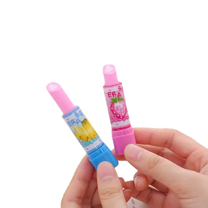 Creative stationery set cartoon lip gloss eraser lipstick eraser