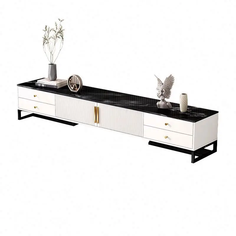 Latest Design Living Room Furniture Table Bedroom Glass Shelf LED Light Tv Stand Table Cabinet Set Bedroom Modern Luxury