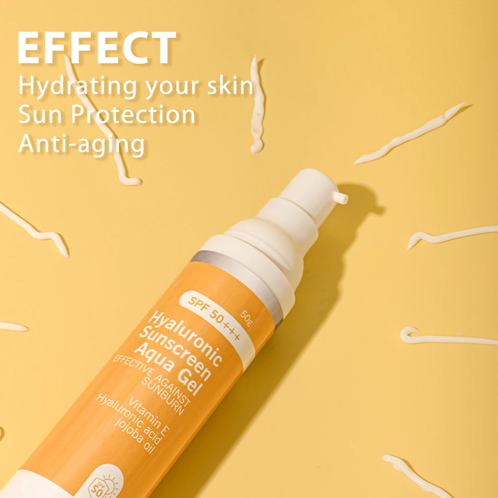 Private Label SPF 50 PA++++ hyaluronic acid watery sun gel sunblock cream custom sunscreen spf 50