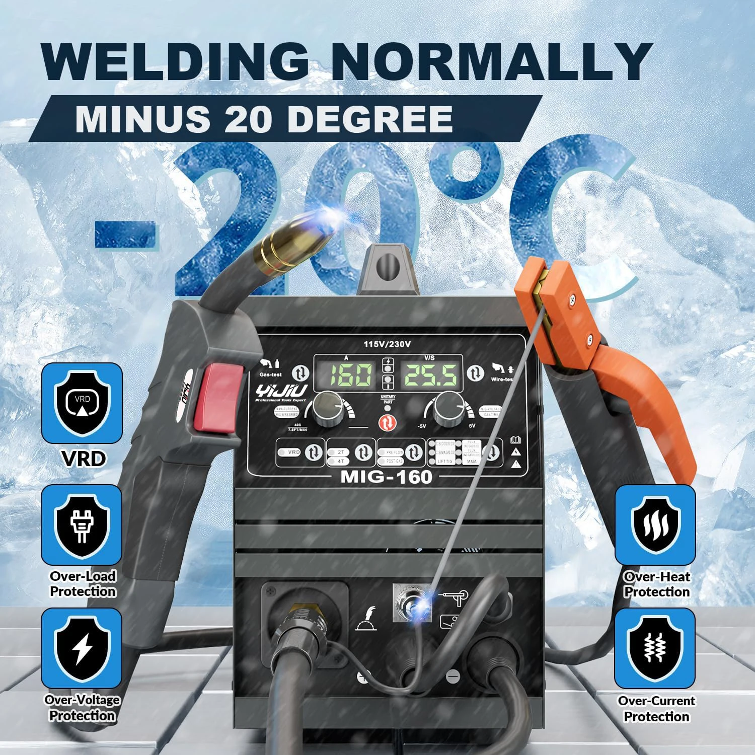 YIJIU  200A  Mig Welder,  6 in 1  Multi-Process Stick /Gas /Gasless Flux Core Mig/Lift TIG/Spot Welding/Spool GunWelding Machine