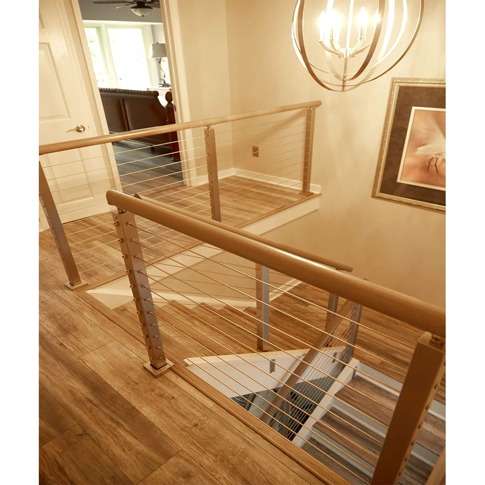 Foshan Factory Modern Interior Wire Balustrade Handrail Systems Stair Stainless Steel Wire Rope Cable Railing Prices