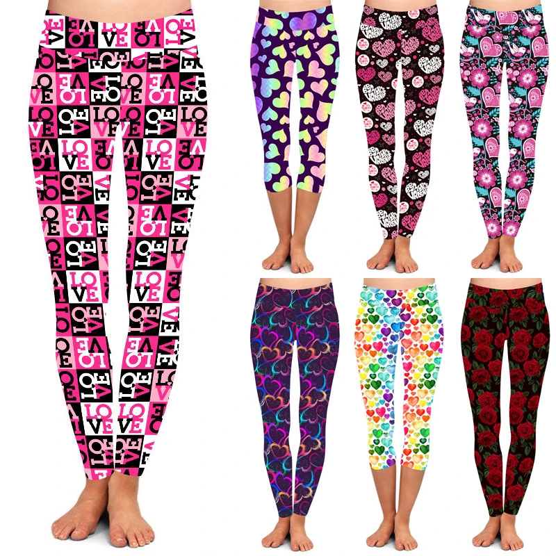 Love letter print Valentine Legging Newest design wholesale 92% Polyester 8% Spandex 230gsm digital Print women leggings
