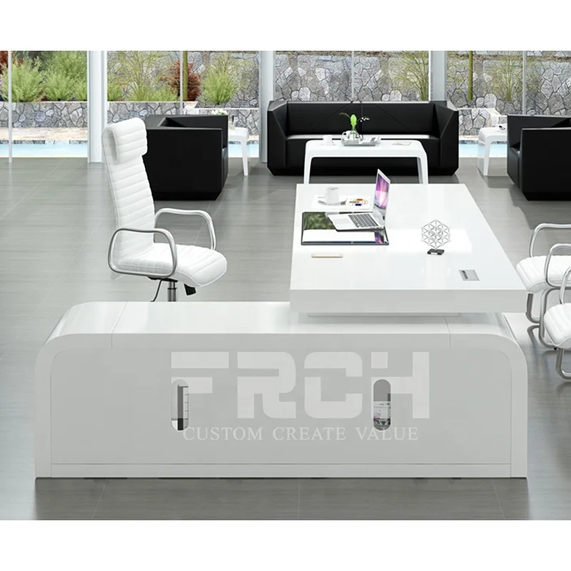Luxury Modern L Shape Ceo Boss Desk Office Furniture Table Set Manger Executive Office Desk
