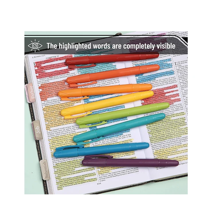 Zhejiang Manufacturer Oem New Design No Bleed Colored Bible Gel Highlighter Marker Pen Set Kawaii Text Markers for