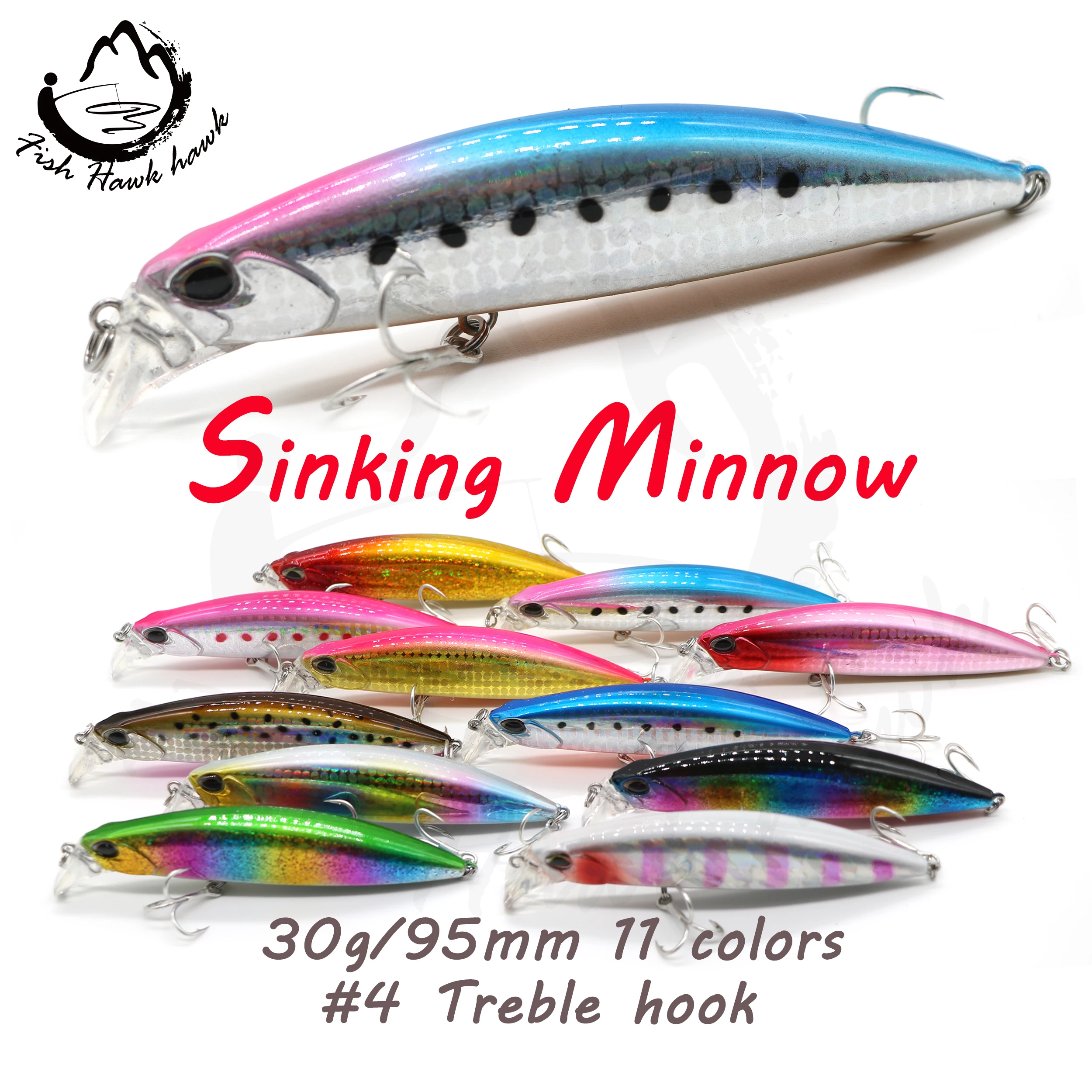 30g/95mm Sinking Minnow Fishing Lure for Artificial Bass Fishing Bait
