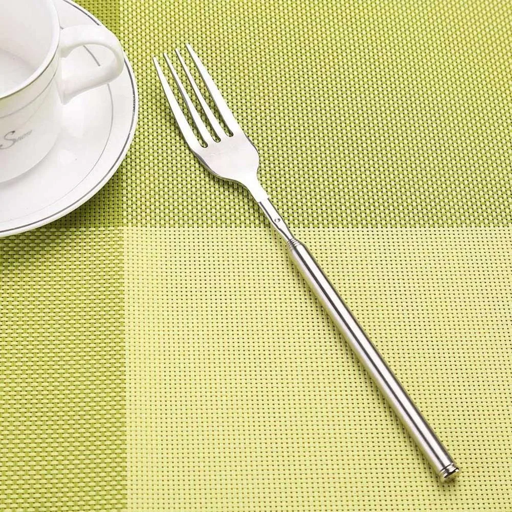 1PC Kitchen Fork Extendable Telescopic Freeloader Trick Prank BBQ Fork Party Barbecue long handled fork