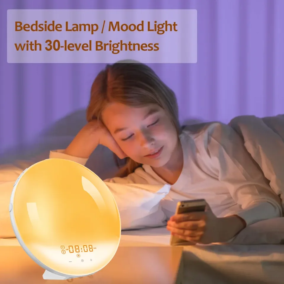 New Hot Sale Wake-up Lamp Sunrise Alarm Clock for Kids Adults Bedrooms with Speaker FM Radio