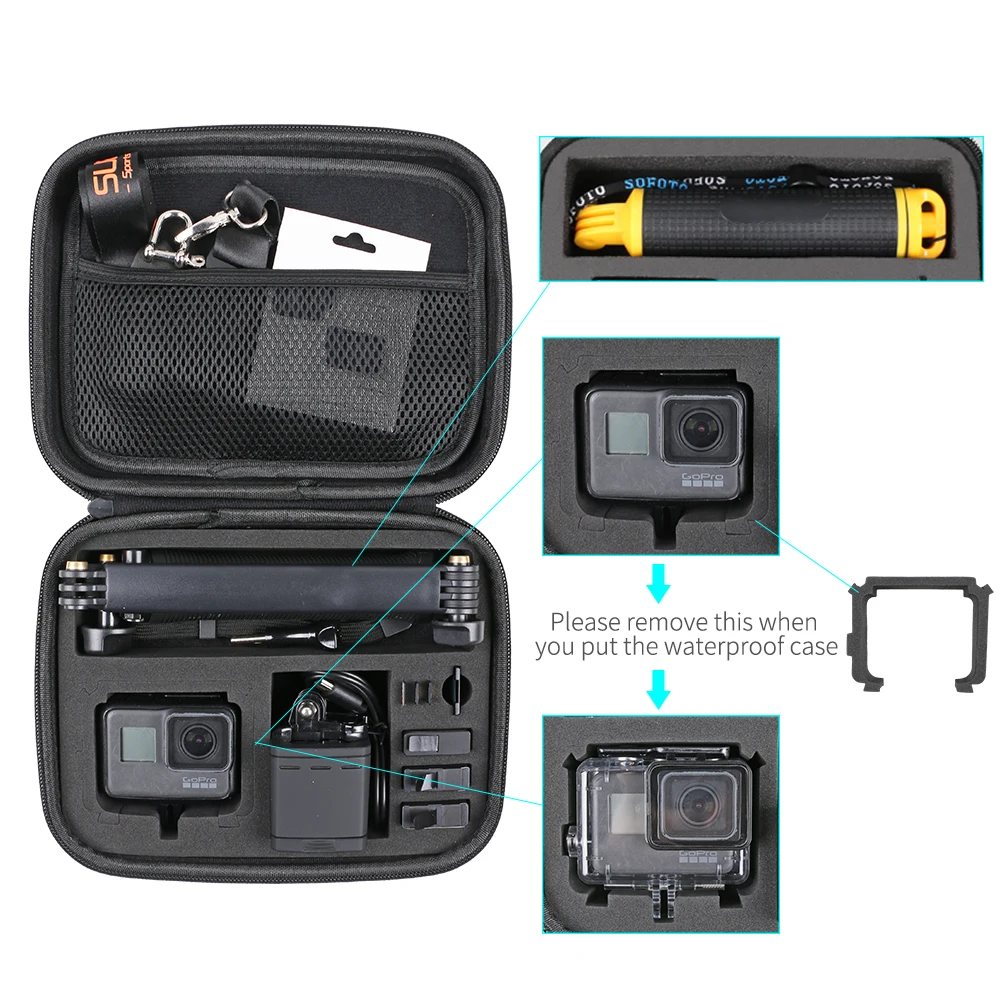 SUREWO  Medium Carrying Case Protective Storage Camera Bag for GoPro Hero (2018)/6/5 Black DJI Osmo Action Camera and More