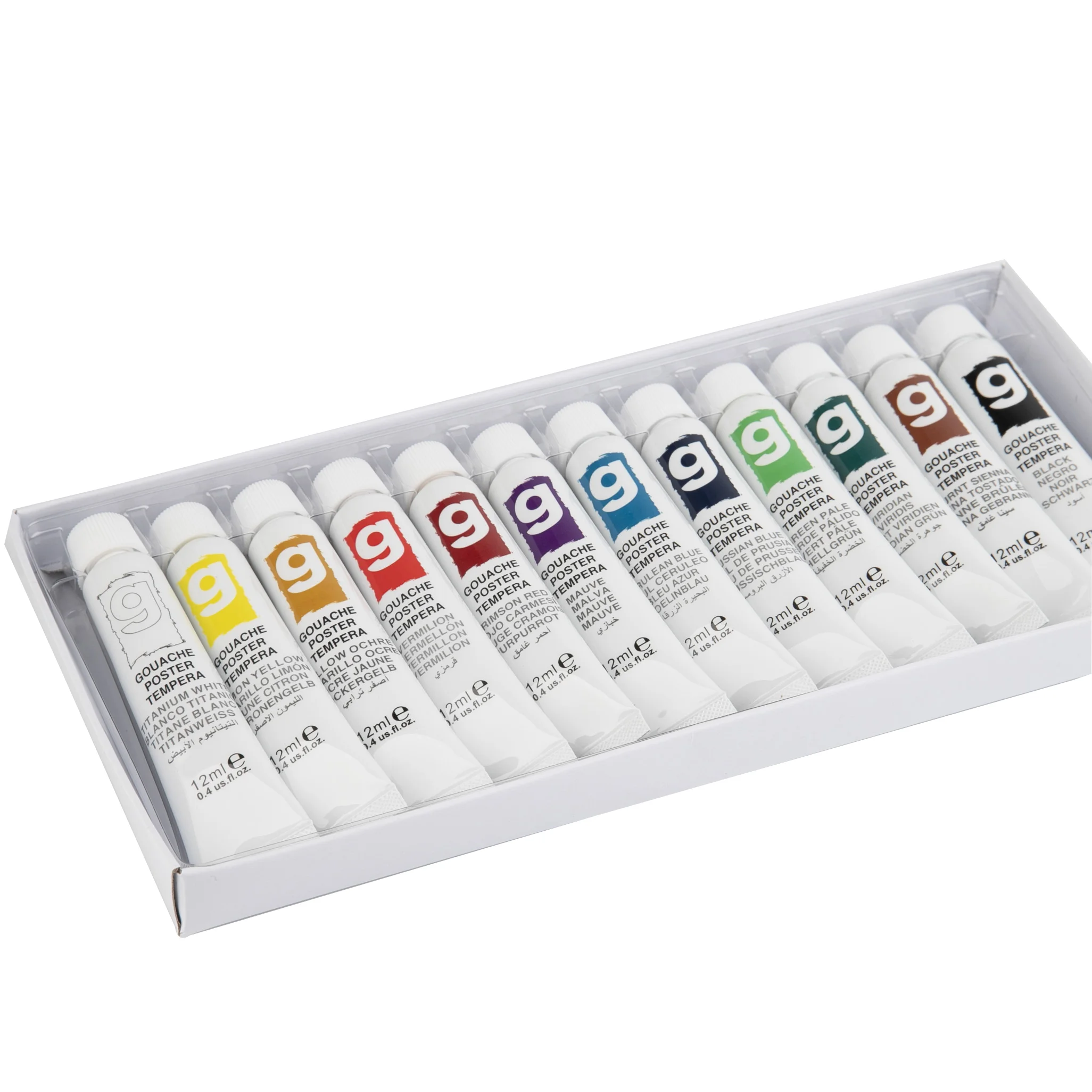 Hot-selling High Quality 12 Colors 12ml Gouache Paint Tube Set for Canvas Painting