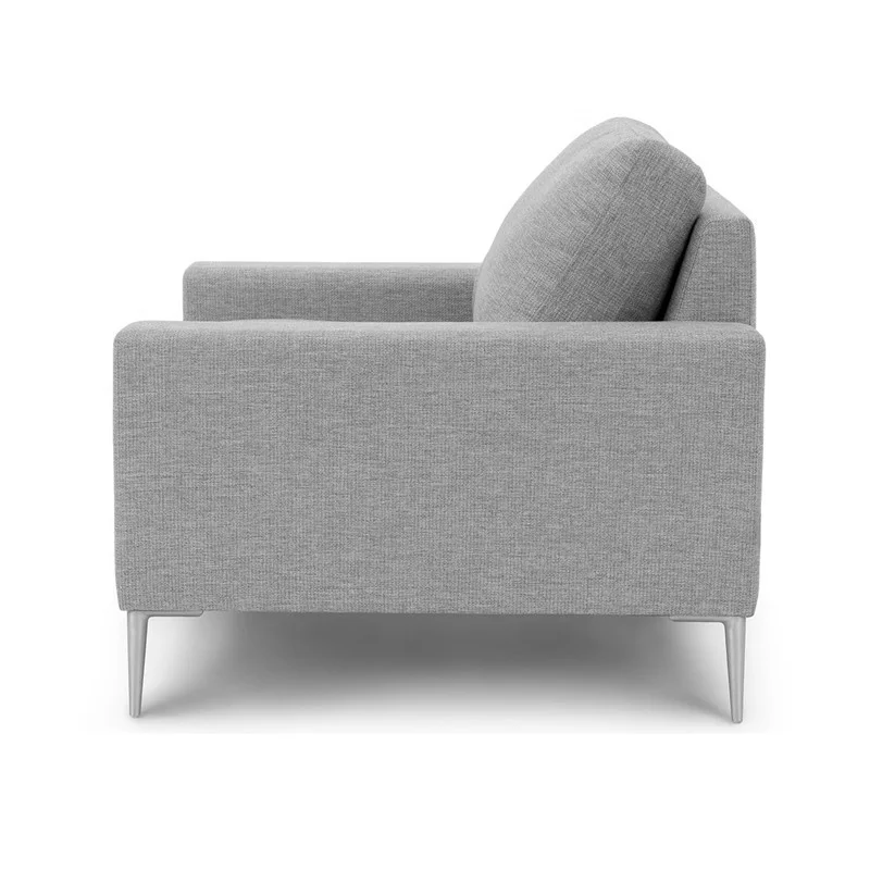 Modern Single Lounge Chair Gray Armchair Fabric Sofa Chair with Metal leg