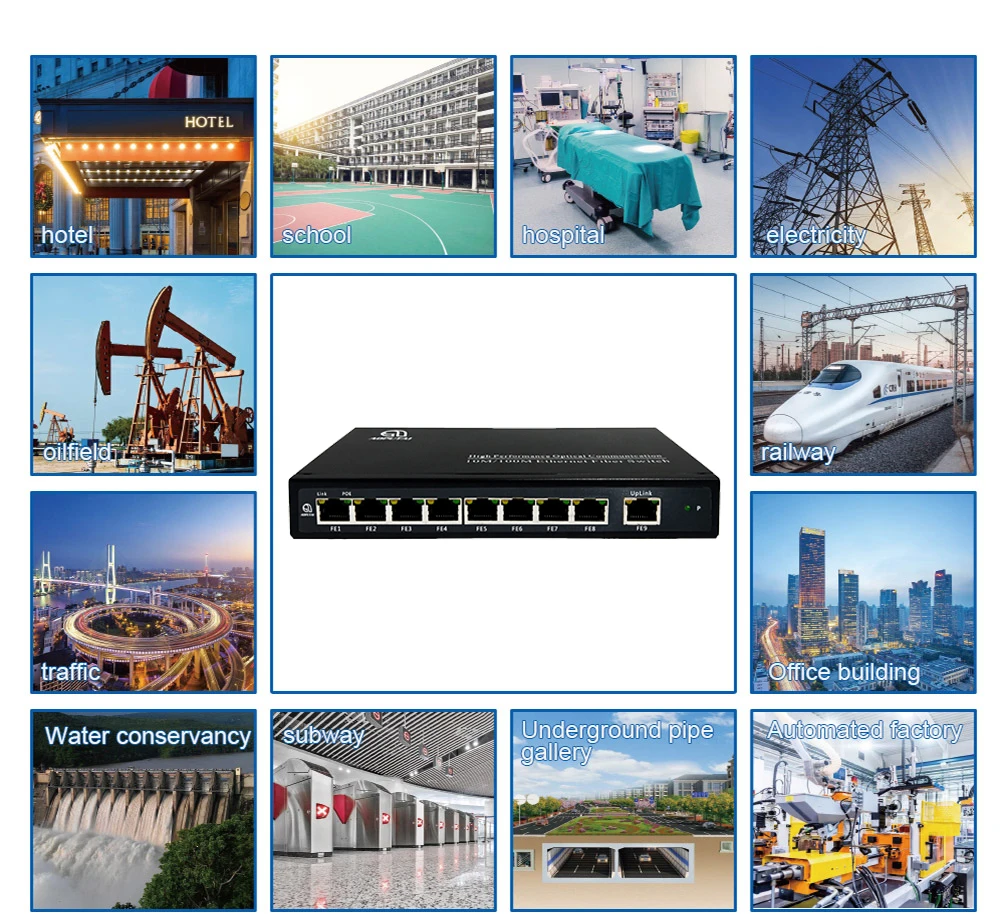 unmanaged 8 poe 100M port with 1*100M uplink RJ45 Ethernet port smart poe switch for cctv camera