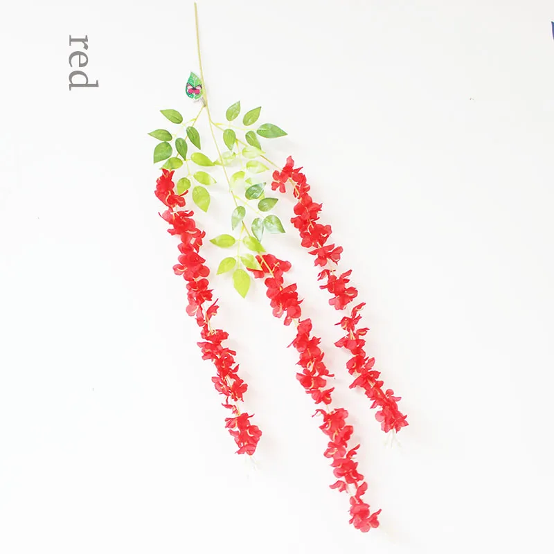 artificial wisteria tree branches wedding hanging garland red flowers silk wisteria flores 110cm luxur cream color flor de