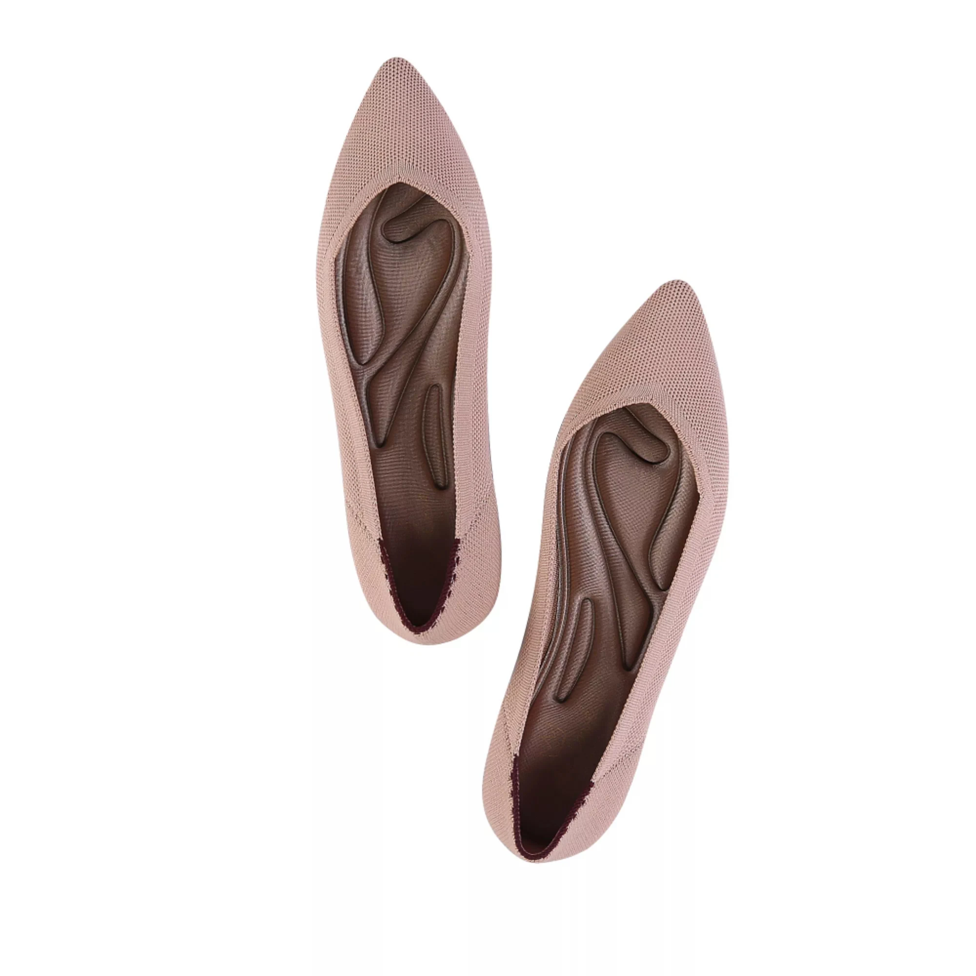  Wholesale High Quality Flying Knitting Casual Pointed Flat Shoes For