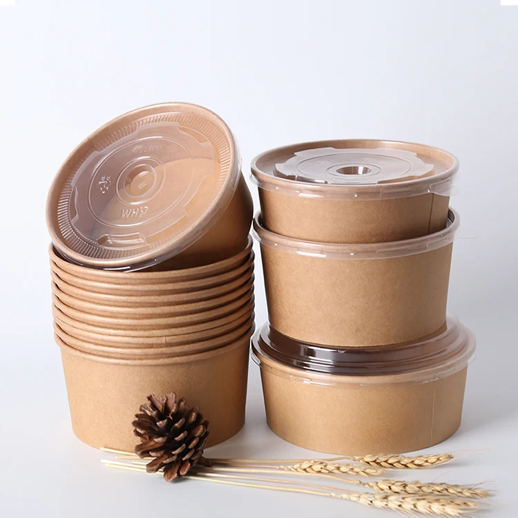 paper bowl with lid 24oz printing paper bowl box salad bowl kcraft