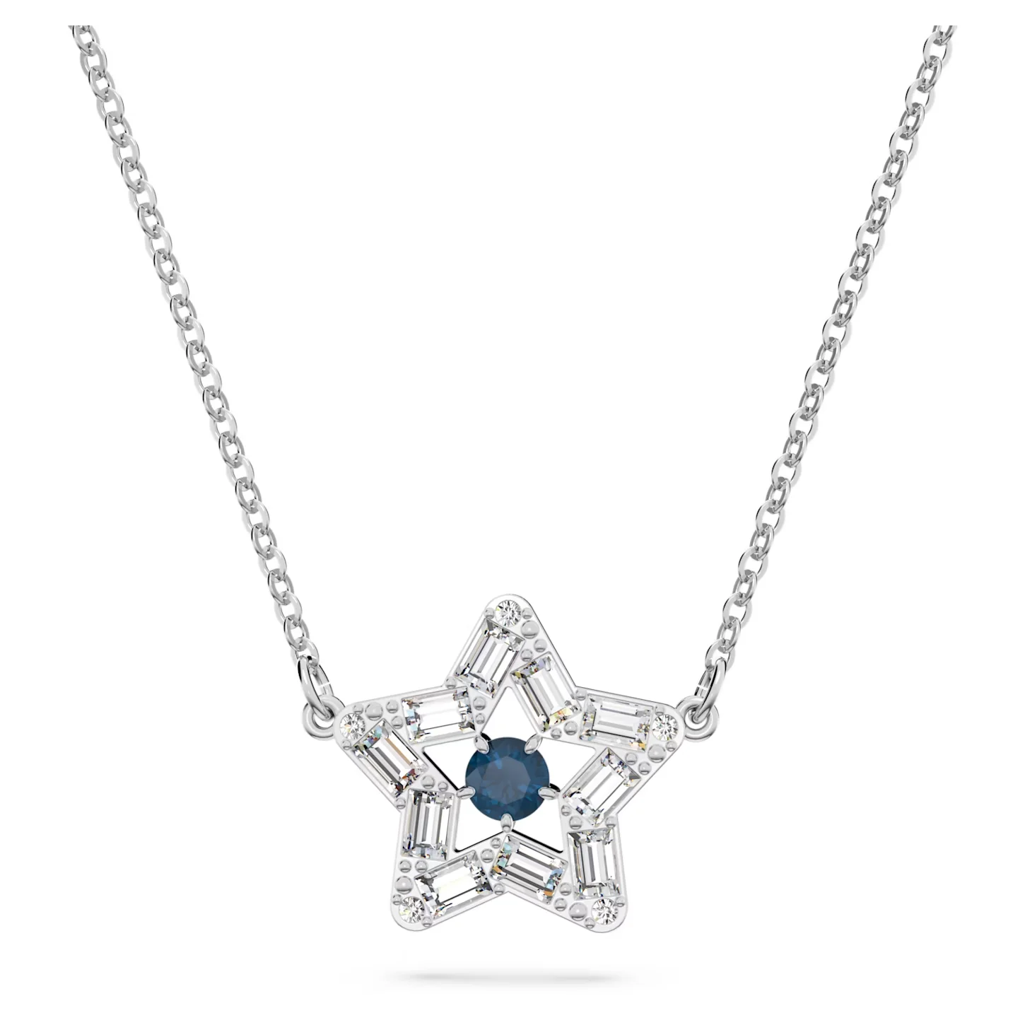2023 Fashion Jewelry Stella Pendant Mixed Cuts Star Blue White Pink Red Rhodium Plated Necklace