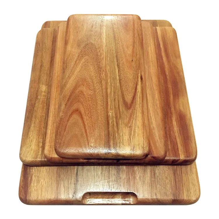 Customizable Various Sizes Rectangle Square Wooden Food Storage Tray Acacia Wood Tray Plate Bamboo Food Serving Tray for Kitchen