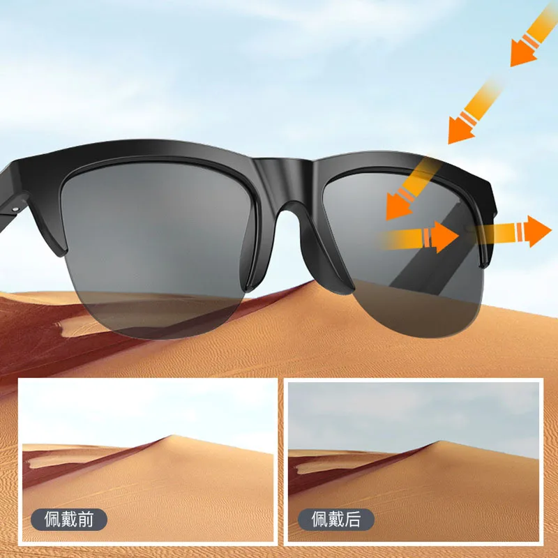 2023 New Smart Blue Tooth 5.3 Glasses Anti-Blu-ray Stereo Double Speaker Touch Wireless Blue Tooth Smart Sunglasses